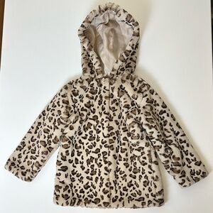 Mayoral Girls size 8 Leopard Print Faux Fur Hooded Jacket